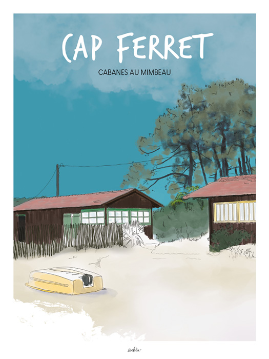 Affiche de Lege Cap-Ferret plage et cabanes de pêcheurs