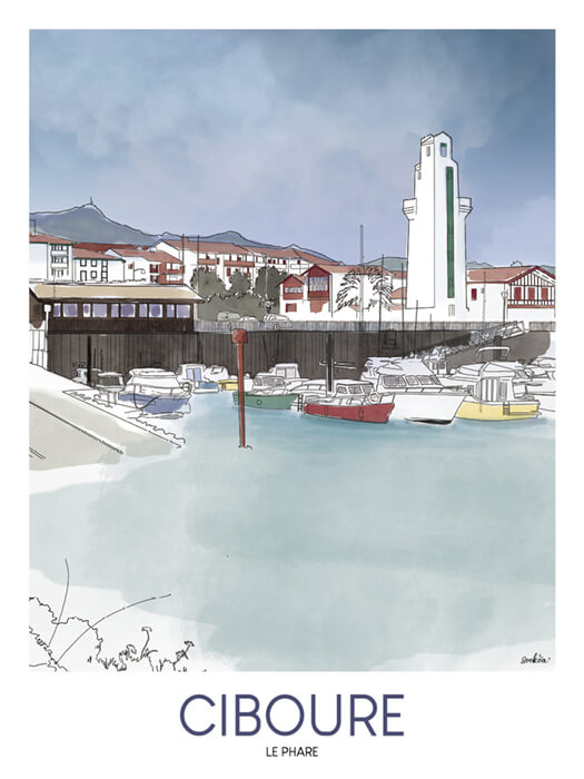 Affiche du port de Ciboure près de Saint-Jean-de-Luz