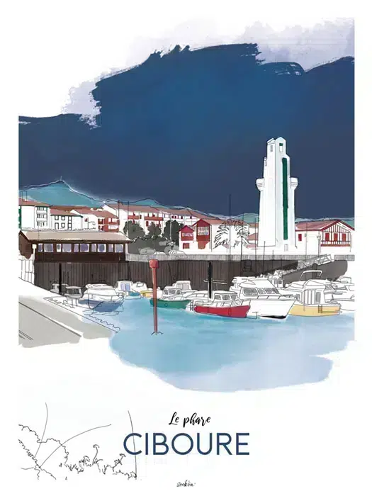 Affiches du pays basque 23 Affiche du port de Ciboure version claire