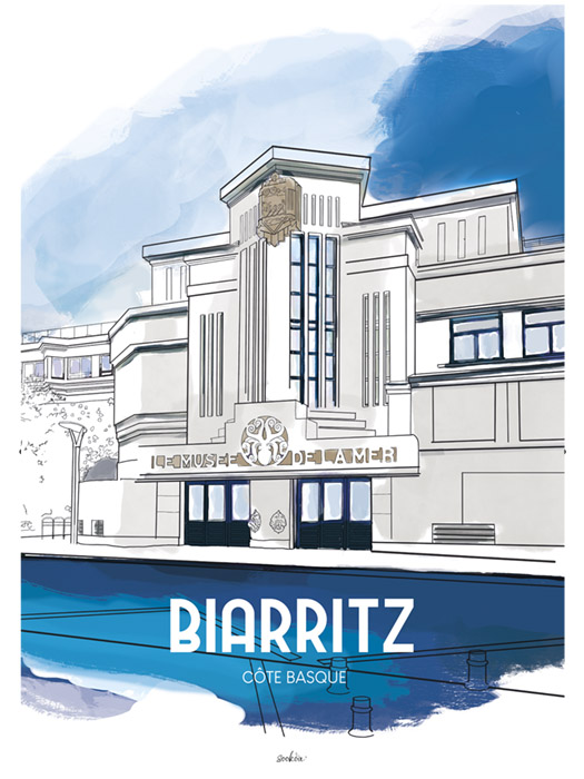 Le musée de la mer en version aquarelle sur vos mur en affiche