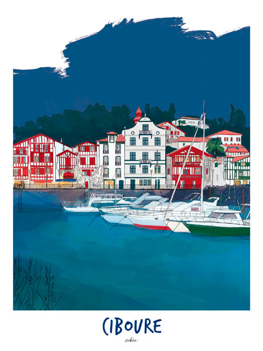Affiche Ciboure Quai Maurice Ravel port basque