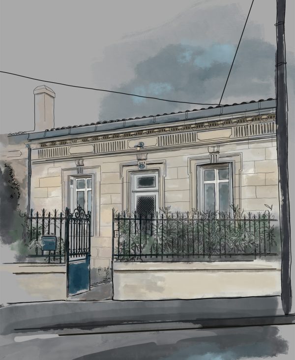 Portrait de maison personnalisé, dessin d'une échoppe bordelaise réalisé d'après photo